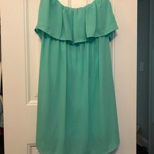 Teal strapless dress